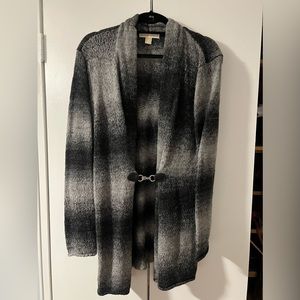 Michael Kors black/gray ombré open sweater with clasp